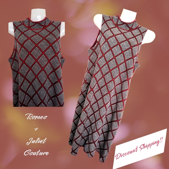 Romeo+Juliet Couture Burgundy Designer Mock Neck Sleeveless Midi Sweater Dress - Picture 8 of 13